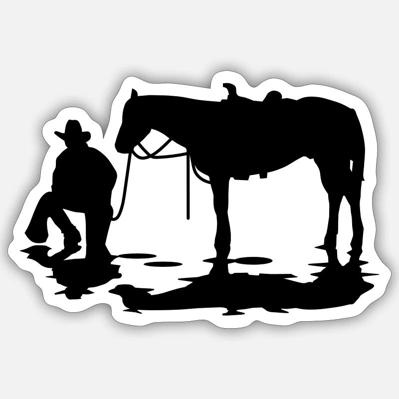 cowboy_5 - Sticker taille S (10 x 10 cm) - blanc mat