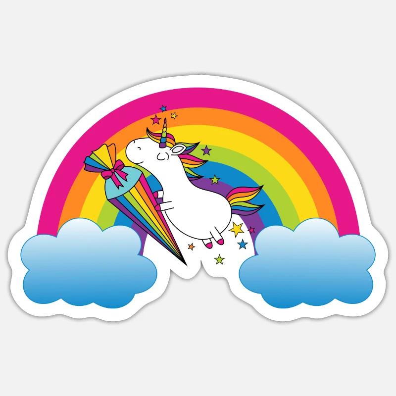 Einhorn Einschulung - Sticker Größe S (10 x 10 cm) - Mattweiß