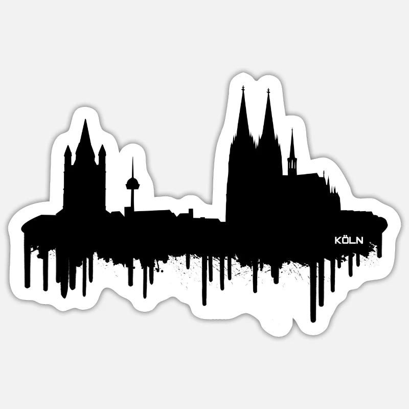 Skyline Cologne - Black - Sticker size S (10 x 10 cm) - white matte