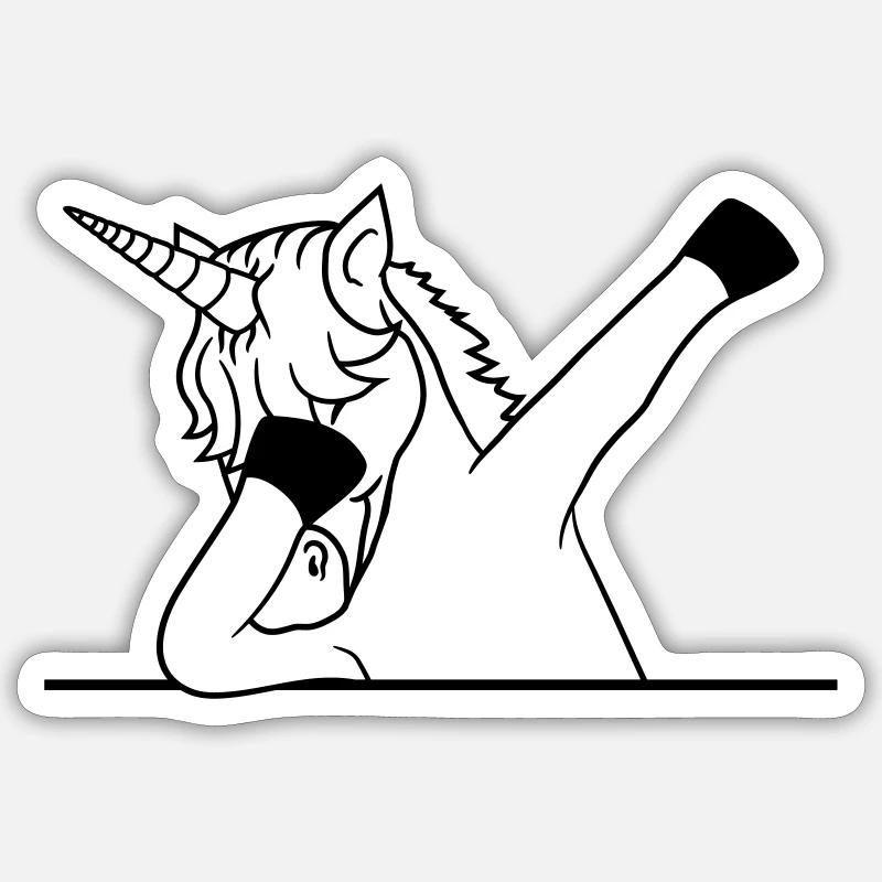 box text write signage wall dabbing unicorn d Sticker size S (10 x 10 cm)