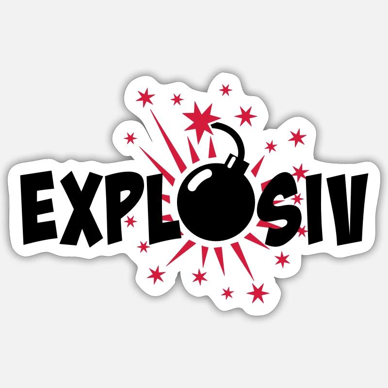 80 Explosion bombe explosive - Sticker taille S (10 x 10 cm) - blanc mat