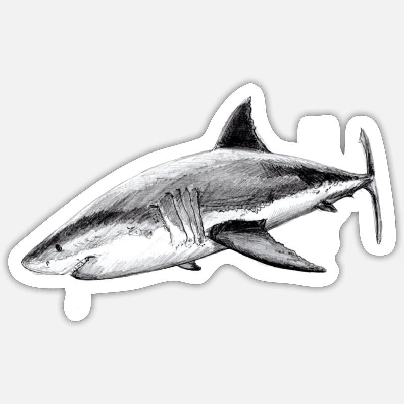 Great white shark - Sticker size S (10 x 10 cm) - white matte