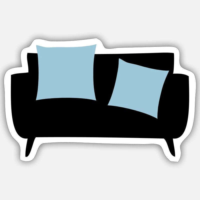 Sleeper sofa & Pillows - Sticker size S (10 x 10 cm) - white matte