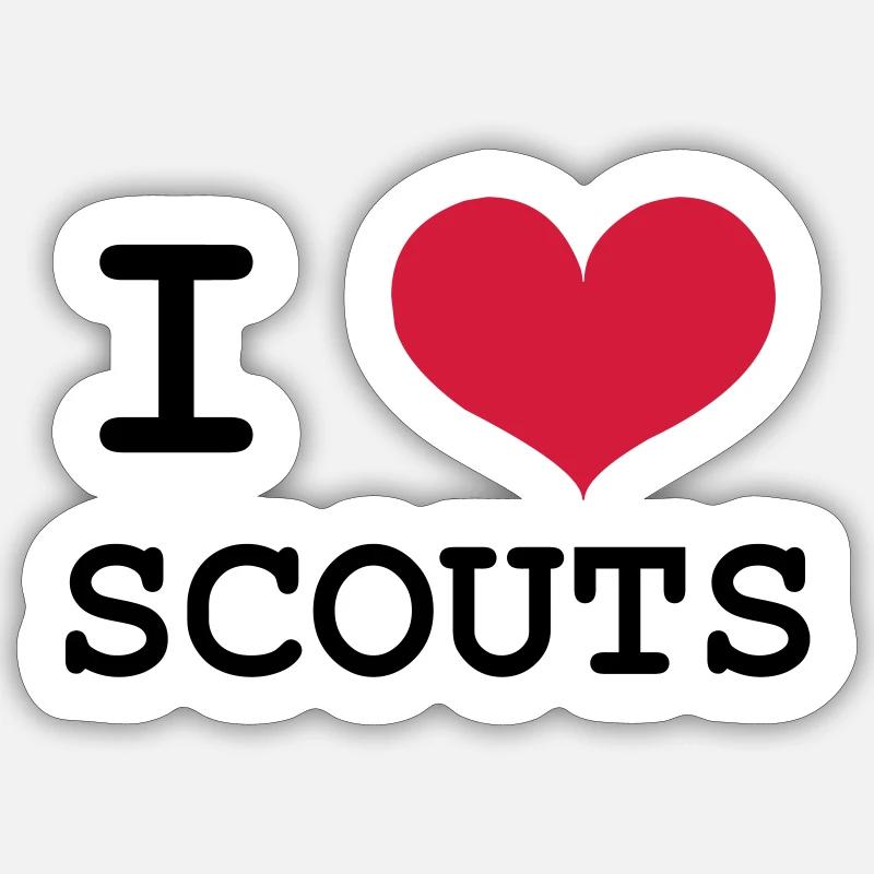 I Love Scouts - Sticker taille S (10 x 10 cm) - blanc mat