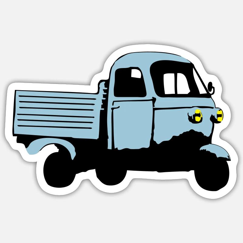 Ape tricycle Tee shirts - Sticker taille S (10 x 10 cm) - blanc mat