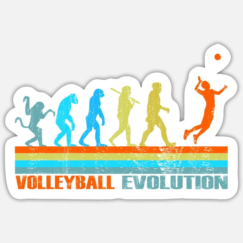 Volleyball Evolution cadeau rétro - Sticker taille S (10 x 10 cm) - blanc mat