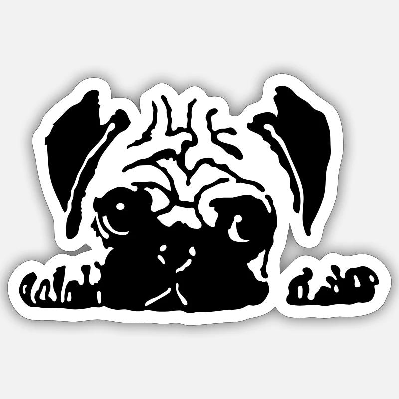 Mops - Sticker Größe S (10 x 10 cm) - Mattweiß