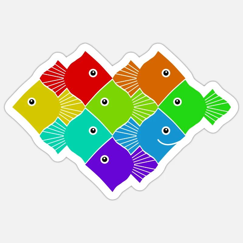 Fish pattern - Sticker size S (10 x 10 cm) - white matte