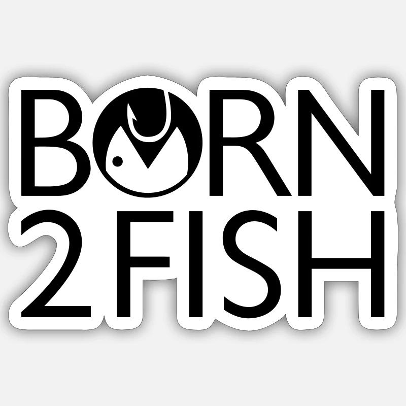 né le 2 poissons - Sticker taille S (10 x 10 cm) - blanc mat