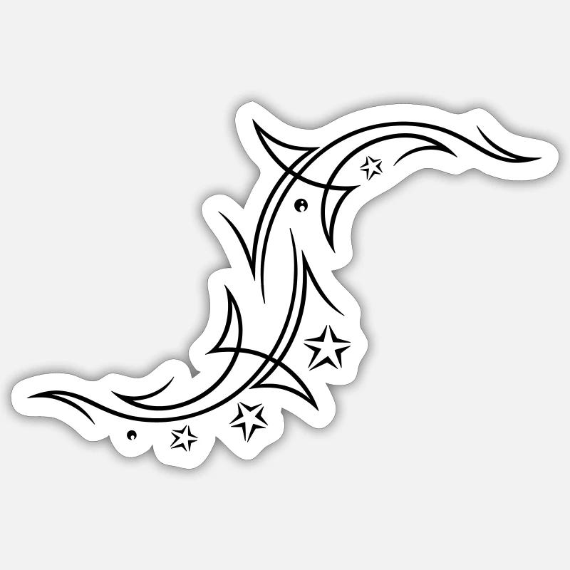 Tribal avec des étoiles - Sticker taille S (10 x 10 cm) - blanc mat