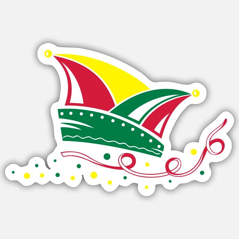 Carnival, jester cap, streamers - Sticker size S (10 x 10 cm) - white matte