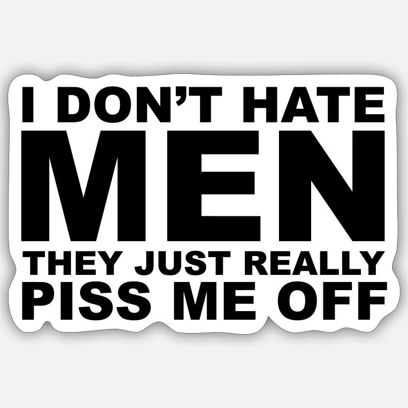 Hate Men - Sticker taille S (10 x 10 cm) - blanc mat