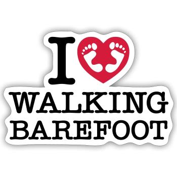 I (Heart) Walking Barefoot - Sticker size S (10 x 10 cm) - white matte - Front