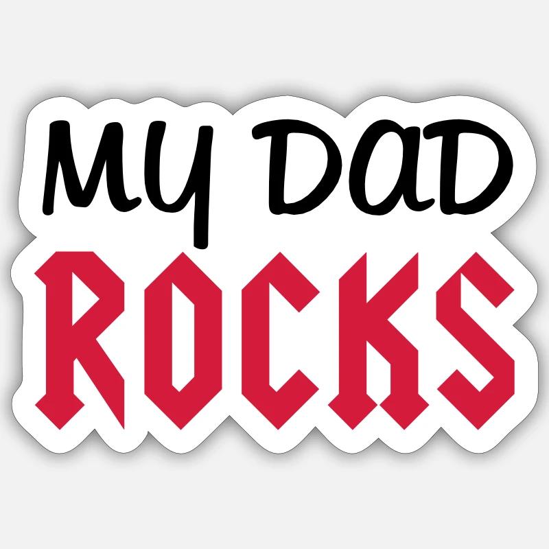 Dad Rocks - Sticker taille S (10 x 10 cm) - blanc mat