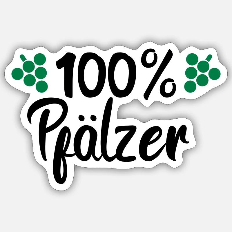 100% Pfälzer - Sticker Größe S (10 x 10 cm) - Mattweiß