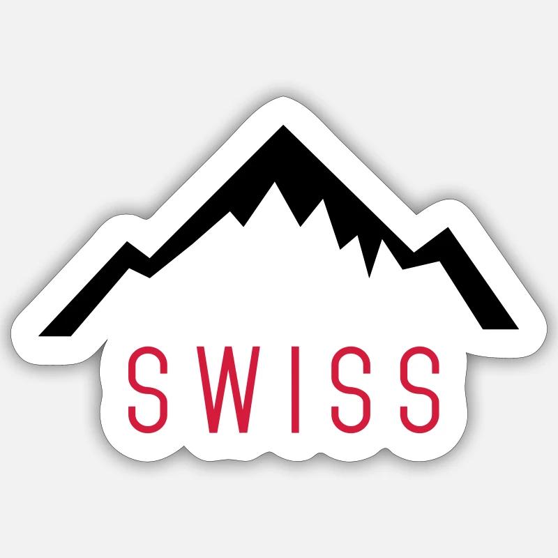 Swiss Alps - Sticker taille S (10 x 10 cm) - blanc mat