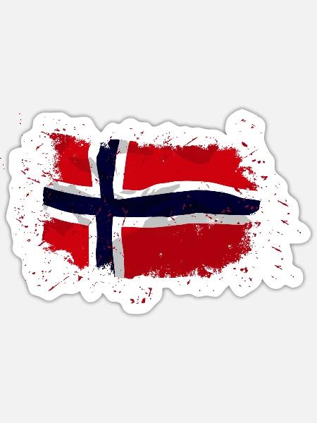 Norway Flag - Vintage Look - Sticker Größe S (10 x 10 cm) - Mattweiß
