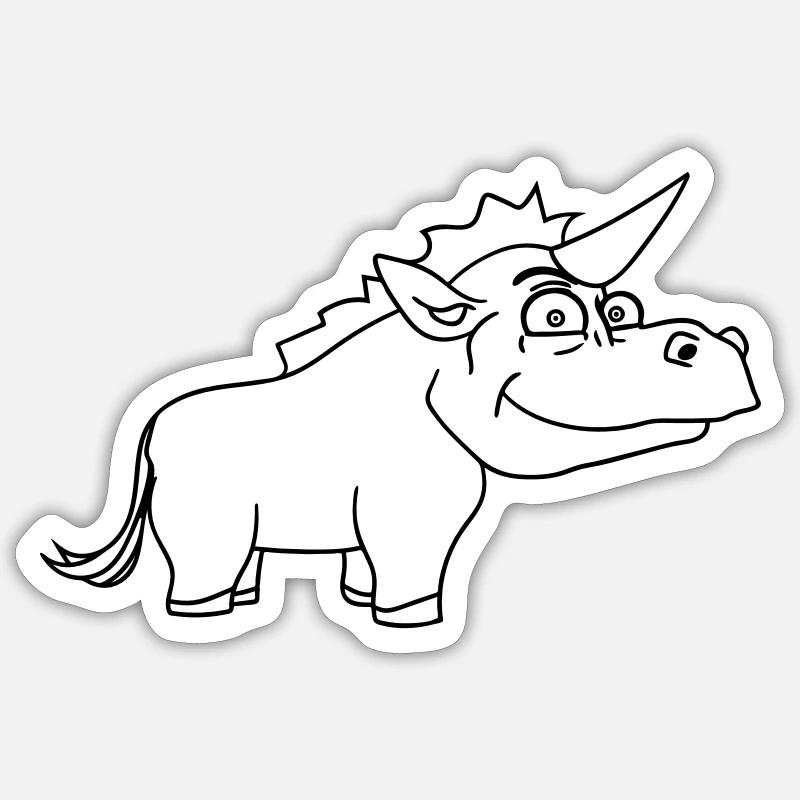 dickes männliches einhorn comic cartoon - Sticker Größe S (10 x 10 cm) - Mattweiß