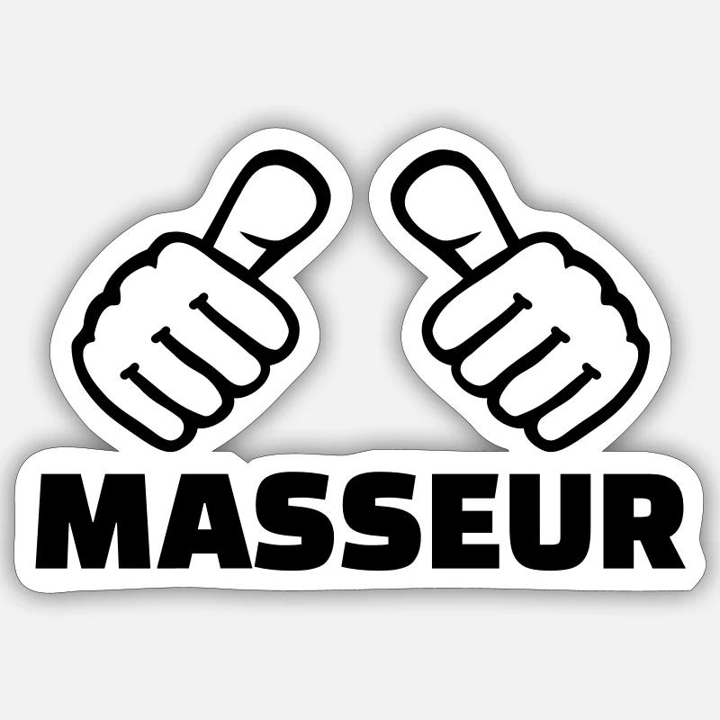 Masseur - Sticker taille S (10 x 10 cm) - blanc mat