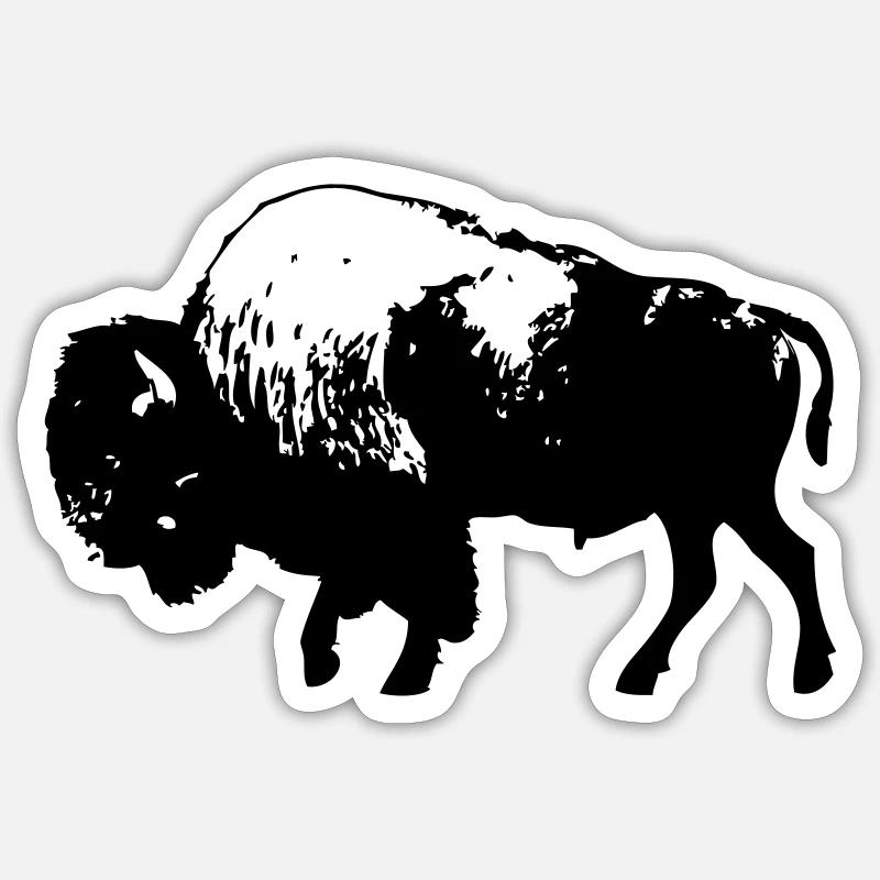 Bison - Wisent - Büffel - Buffalo - Sticker Größe S (10 x 10 cm) - Mattweiß