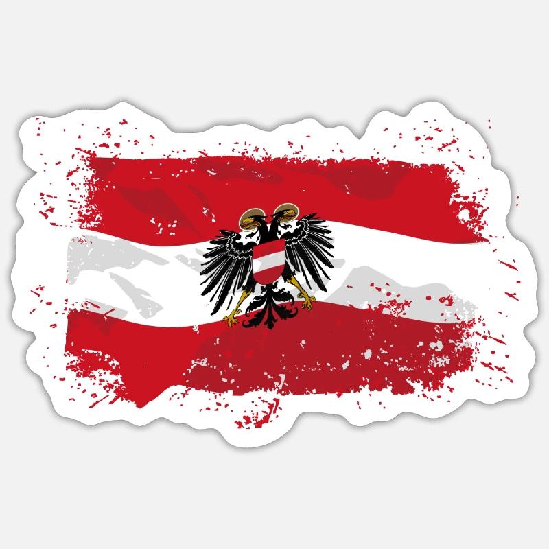 Austria Flag - Sticker Größe S (10 x 10 cm) - Mattweiß