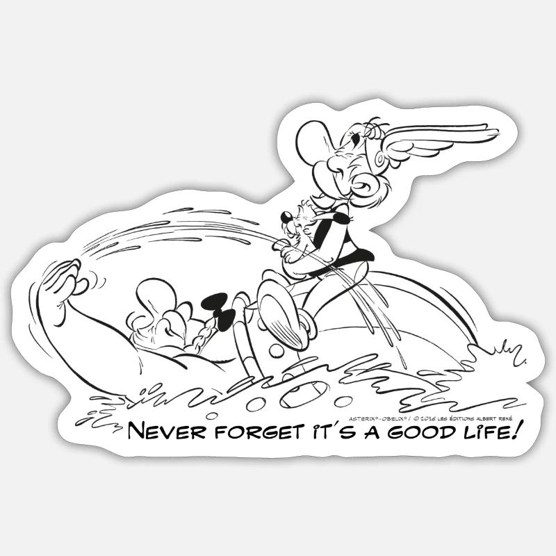 Asterix Never Forget It s A Good Life B W - Sticker taille S (10 x 10 cm) - blanc mat