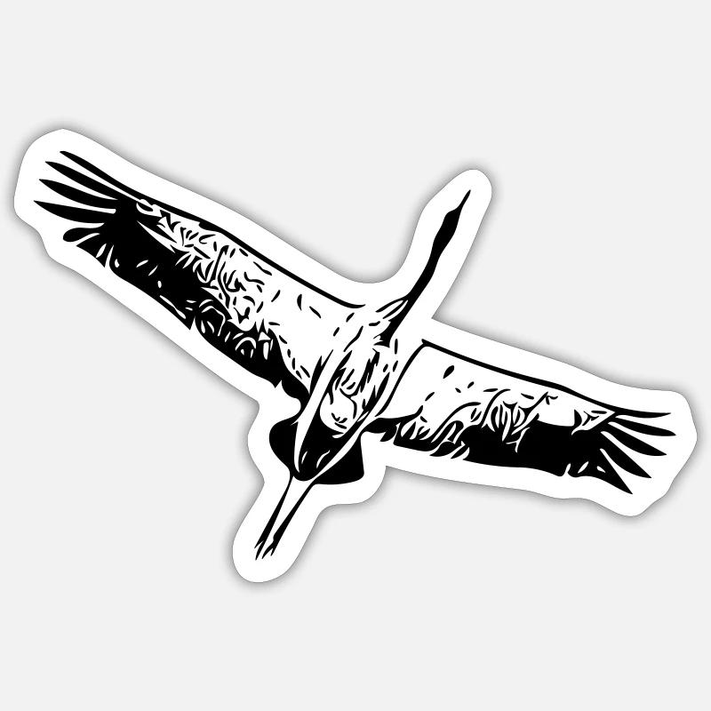 Heron bird in flight - Sticker size S (10 x 10 cm) - white matte