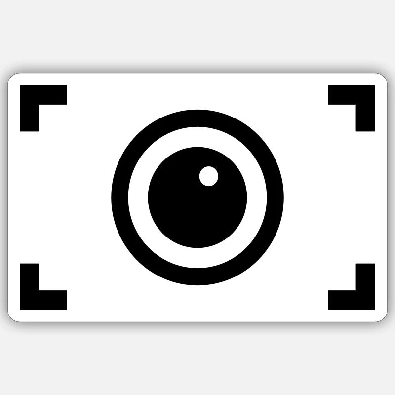 Caméra - Sticker taille S (10 x 10 cm) - blanc mat