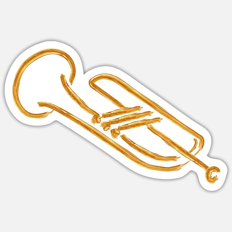 trompette - Sticker taille S (10 x 10 cm) - blanc mat