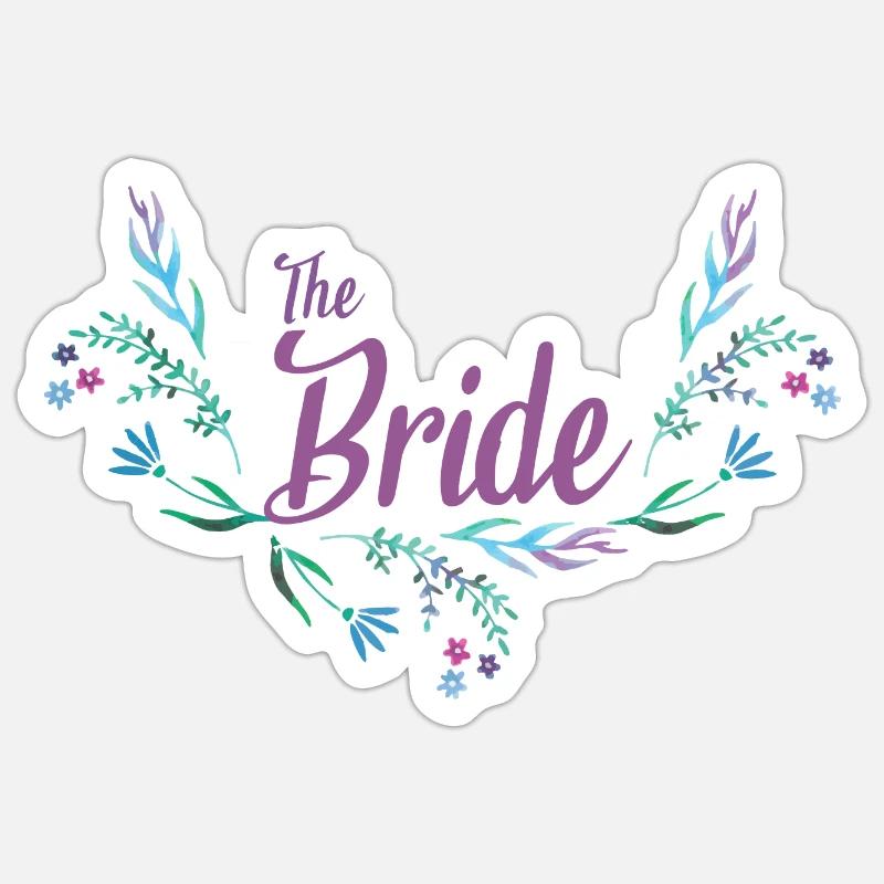 Conception de mariage avec guirlande de fleurs pour la mariée Sticker taille S (10 x 10 cm)