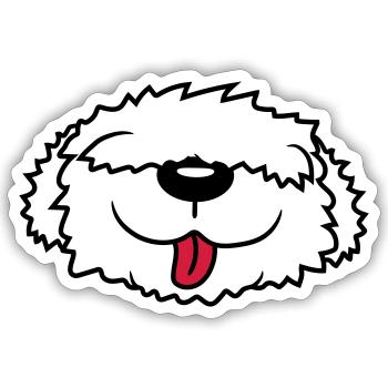 Bobtail Hund Gesicht - Sticker Größe S (10 x 10 cm) - Mattweiß - Vorne