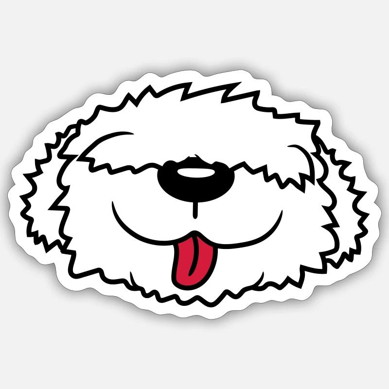 Visage de chien Bobtail Sticker taille S (10 x 10 cm)
