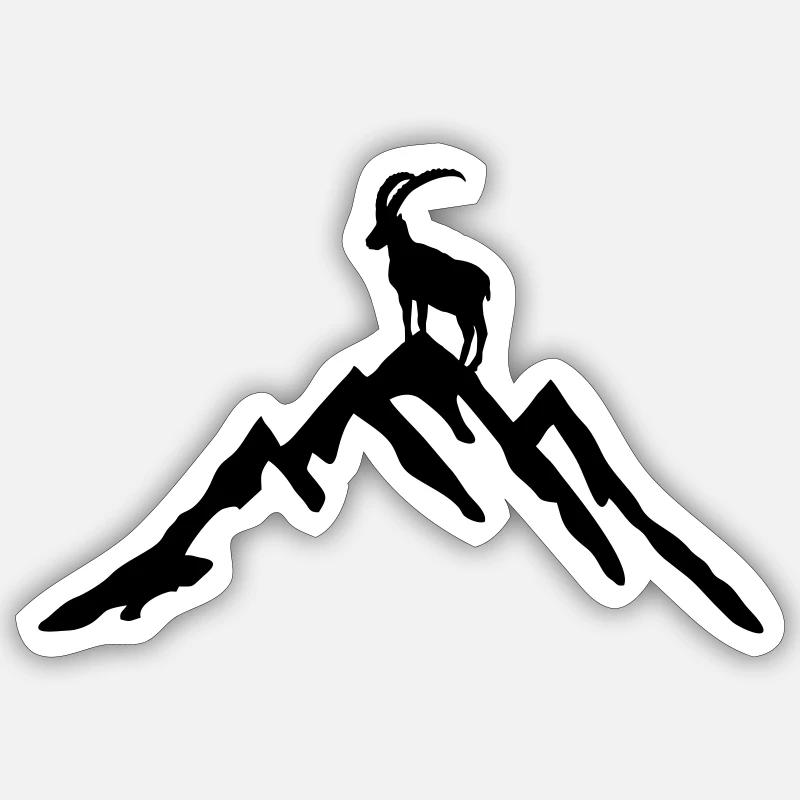 Mountain and Ibex Sticker size S (10 x 10 cm)