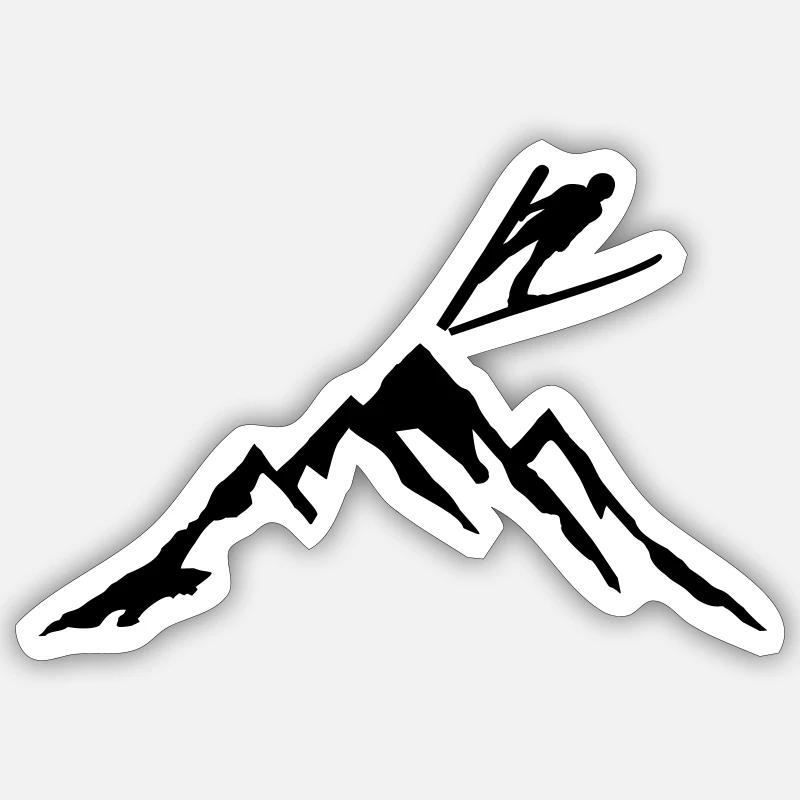 Ski jumping - Sticker taille S (10 x 10 cm) - blanc mat