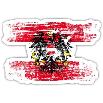 Österreich Austria Flagge Fahne Adler - Sticker Größe S (10 x 10 cm) - Mattweiß - Vorne