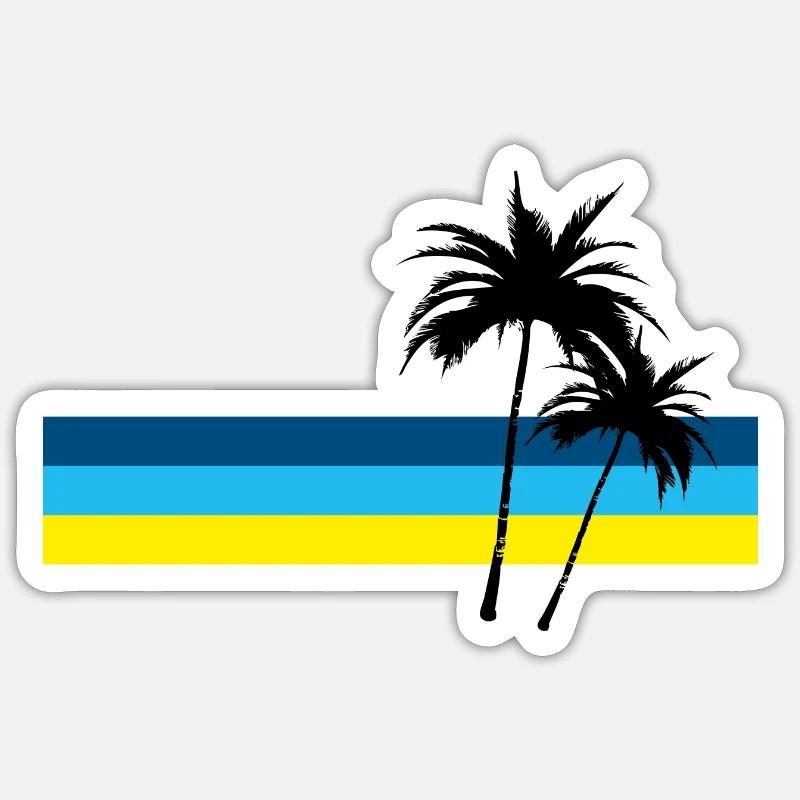 palmiers - Sticker taille S (10 x 10 cm) - blanc mat