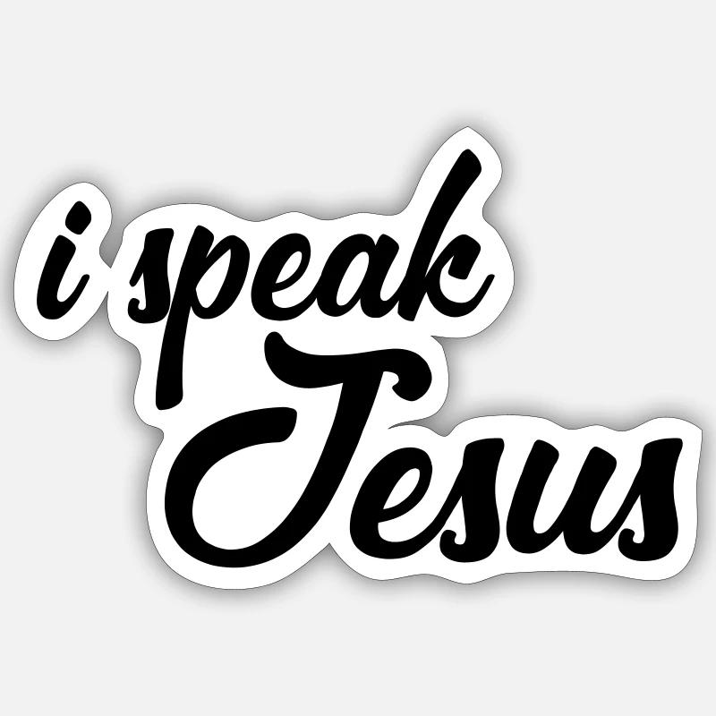 je parle jésus - Sticker taille S (10 x 10 cm) - blanc mat