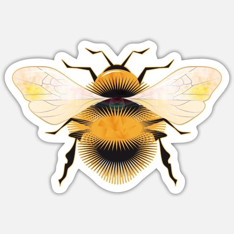 stylized bumblebee with iridescent wings - Sticker size S (10 x 10 cm) - white matte
