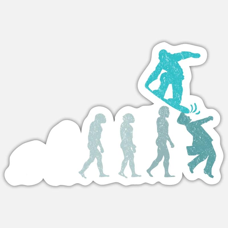 Snowboarder Evolution Snowboard Wintersport - Sticker Größe S (10 x 10 cm) - Mattweiß