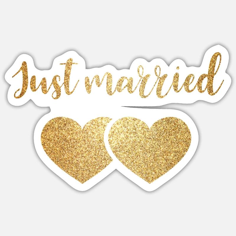 just married 2hearts - Sticker size S (10 x 10 cm) - white matte