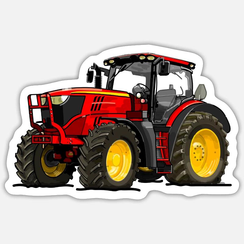 Traktor rot - Sticker Größe S (10 x 10 cm) - Mattweiß