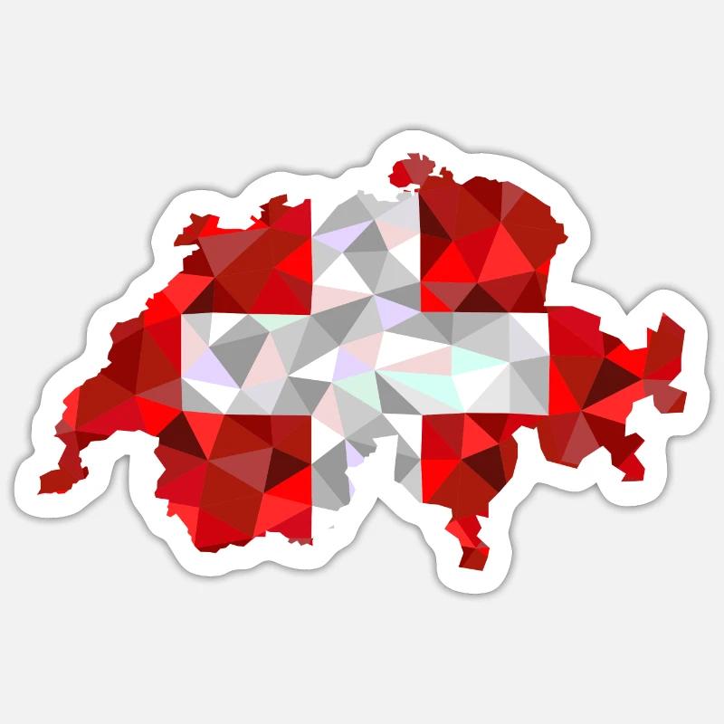 Carte suisse dans le style diamant faible poly - Sticker taille S (10 x 10 cm) - blanc mat