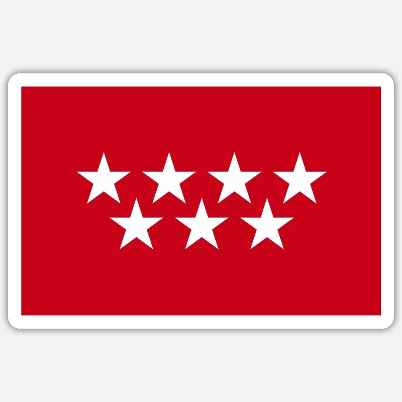 DRAPEAU DE MADRID - Sticker taille S (10 x 10 cm) - blanc mat
