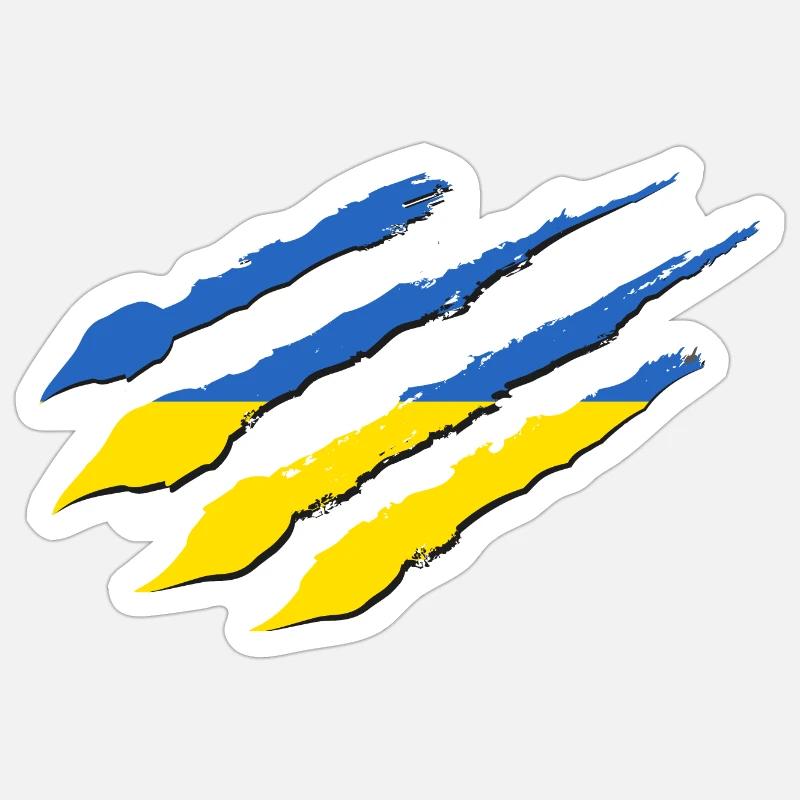 Ukraine Flag Scratch Claws Cut Scratch Mark Sticker size S (10 x 10 cm)