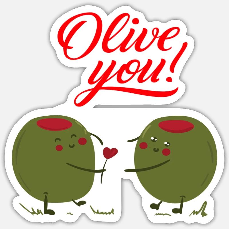 Olive you - Sticker size S (10 x 10 cm) - white matte