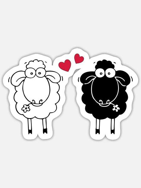 Coeur de mouton Maehmuhry - Sticker taille S (10 x 10 cm) - blanc mat