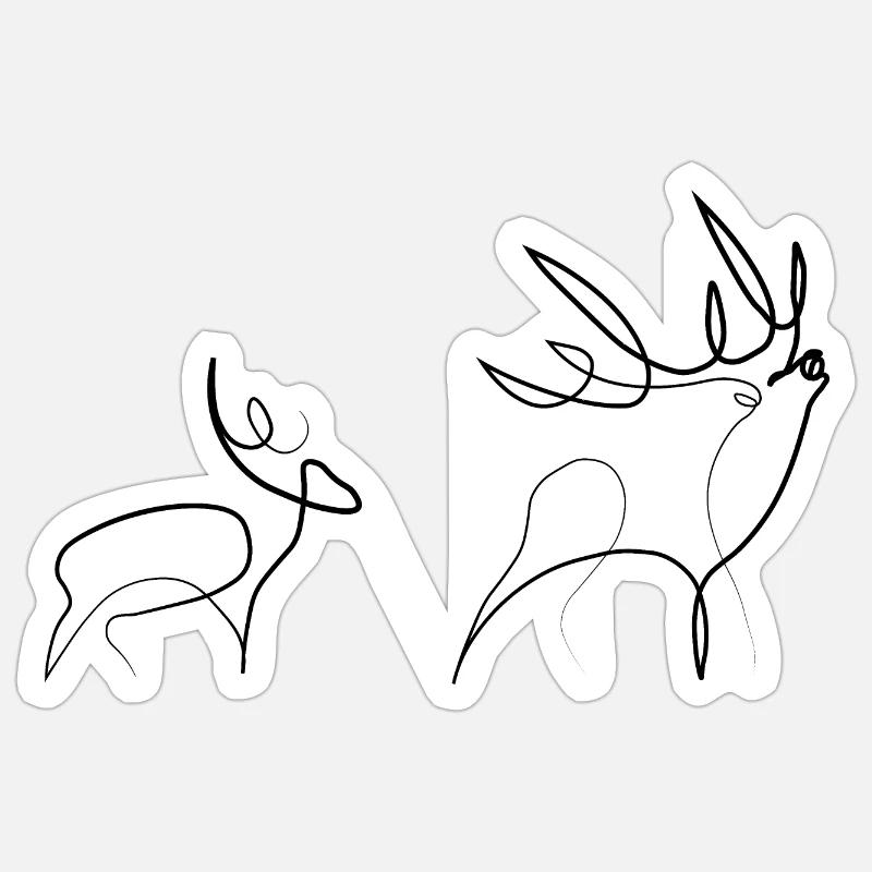 Cerf - Sticker taille S (10 x 10 cm) - blanc mat
