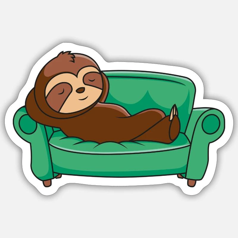 Sloth Couching - Sticker size S (10 x 10 cm) - white matte