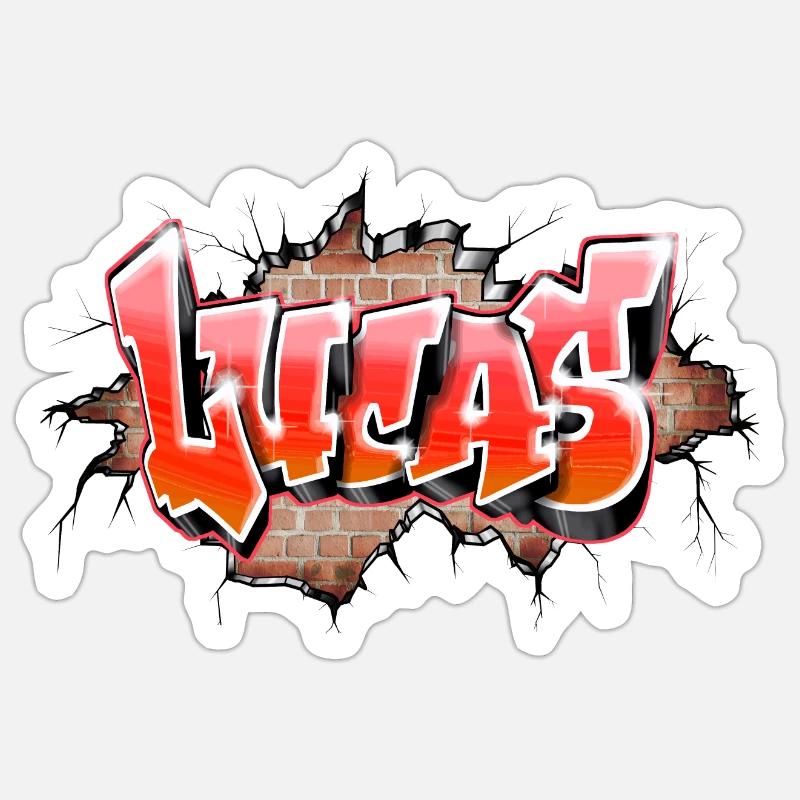Lucas graffiti name red - Sticker size S (10 x 10 cm) - white matte