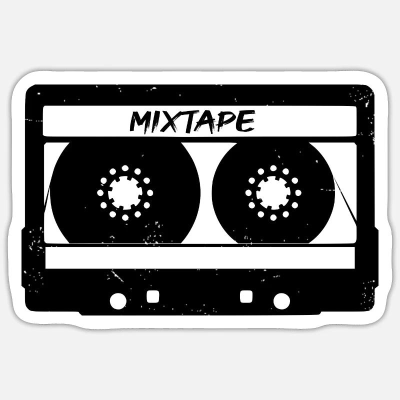 Cassette de mixtape cassette - Sticker taille S (10 x 10 cm) - blanc mat